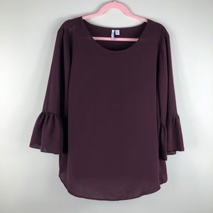 Elle Women’s Blouse in Dark Purple Bell Sleeve xxl